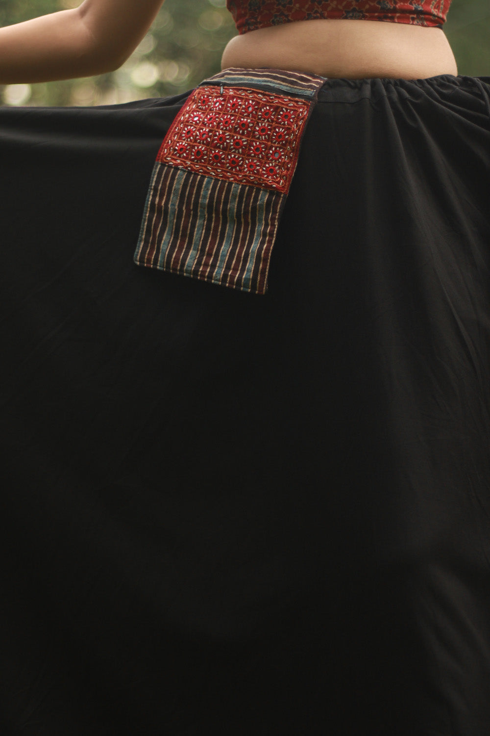 Baavri | Umbrella Skirt | Noir with Flowers