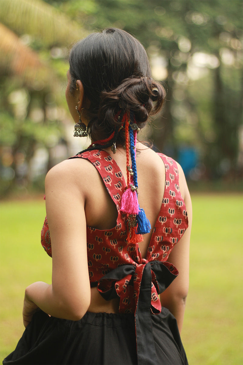 Baavri | Umbrella Skirt | Noir with Flowers