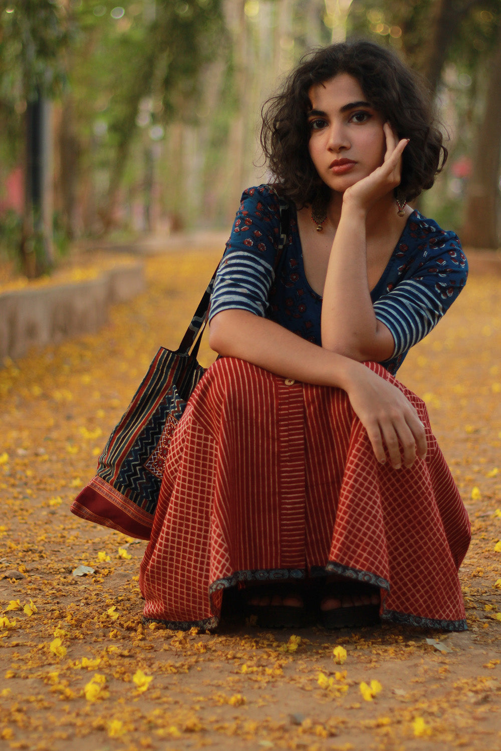 Dhaariyan | Aranya | Front-Buttoned Skirt | Madder Ajrakh