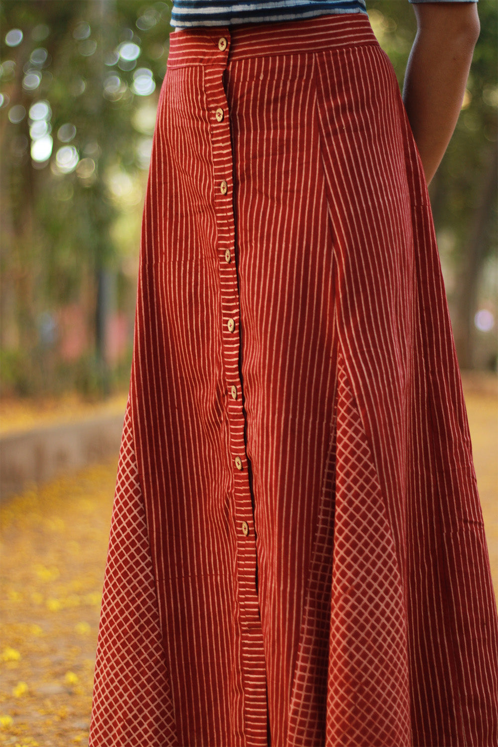Dhaariyan | Aranya | Front-Buttoned Skirt | Madder Ajrakh