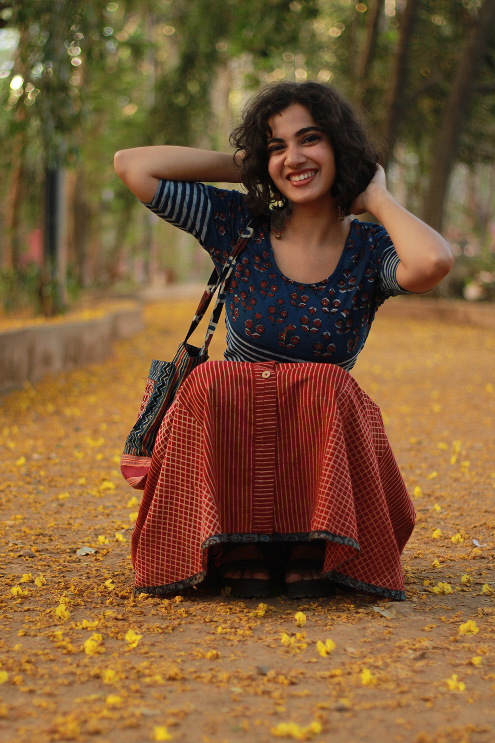 Dhaariyan | Aranya | Front-Buttoned Skirt | Madder Ajrakh