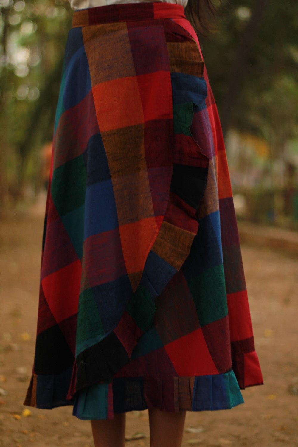 Swara | Wrap Around Frill Skirt | Checkered Medley