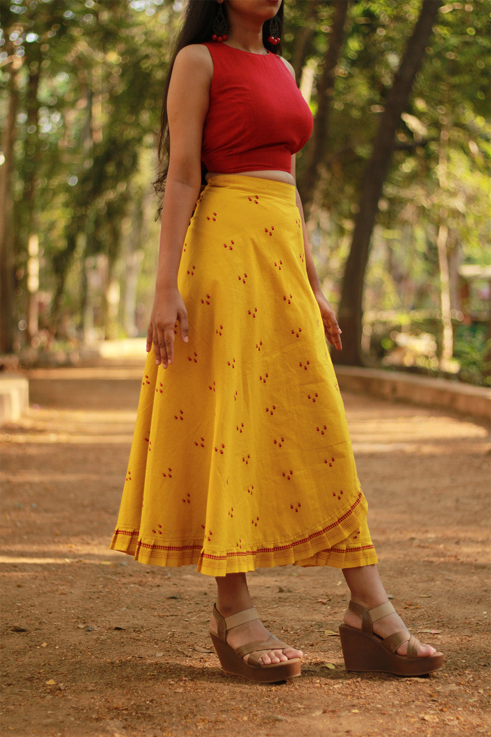 Swara | Wrap Around Frill Skirt | Yellow