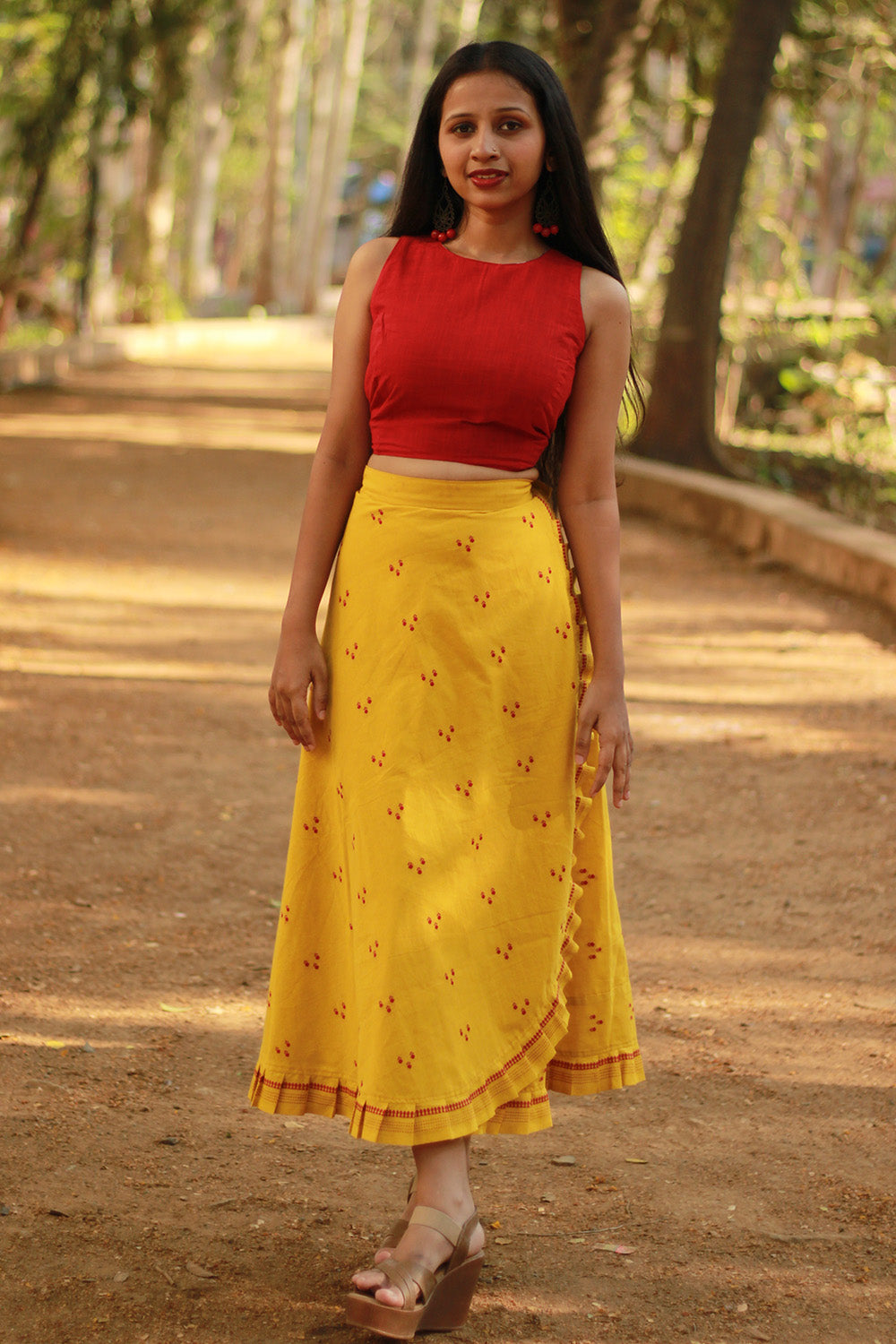 Swara | Wrap Around Frill Skirt | Yellow