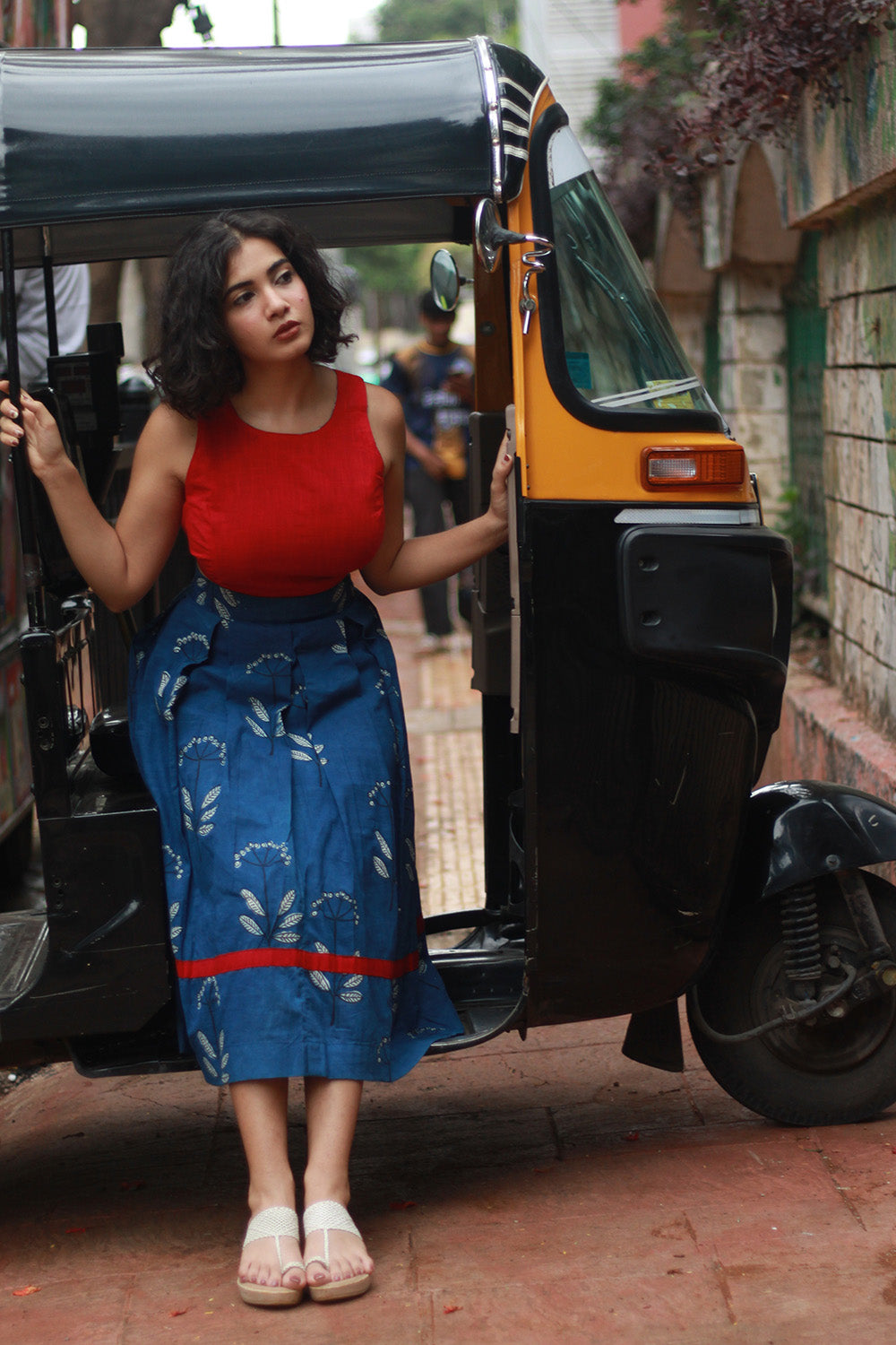 Myra | Box Pleated Midi Skirt | Indigo Daboo
