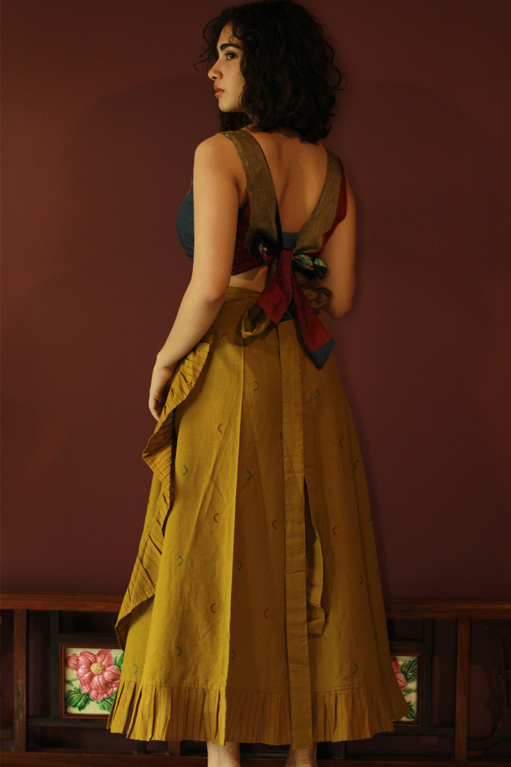 Swara | Wrap Around Frill Skirt | Pale Yellow Sickle