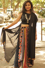 Viharini Kali Skirt- Ajrakh Medley
