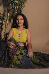 Viharini Kali Skirt- Ajrakh Medley