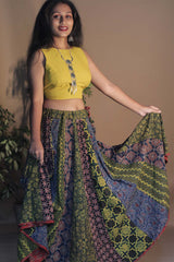 Viharini Kali Skirt- Ajrakh Medley