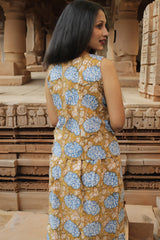 Parthavi | Long Straight Skirt | Cinnamon Floral Sanganeri