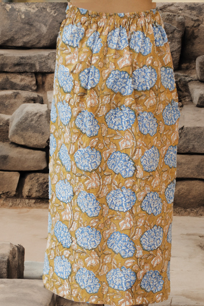 Parthavi | Long Straight Skirt | Cinnamon Floral Sanganeri
