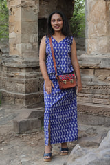 Parthavi | Long Straight Skirt | Ultramarine Ikkat