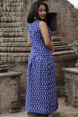 Parthavi | Long Straight Skirt | Ultramarine Ikkat