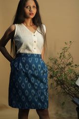 Shaili | Short Skirt | Royal Blue Ikkat