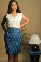 Shaili | Short Skirt | Royal Blue Ikkat
