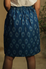 Shaili | Short Skirt | Royal Blue Ikkat