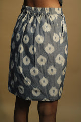 Shaili | Short Skirt | Grey-Blue Ikkat