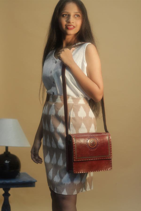 Shaili | Short Skirt | Brown Ikkat