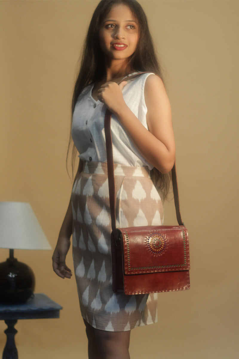 Shaili | Short Skirt | Brown Ikkat