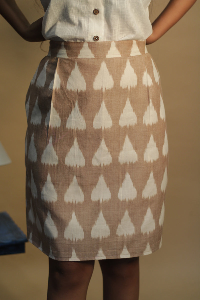 Shaili | Short Skirt | Brown Ikkat