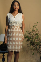 Shaili | Short Skirt | Brown Ikkat