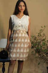 Shaili | Short Skirt | Brown Ikkat