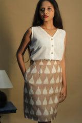 Shaili | Short Skirt | Brown Ikkat