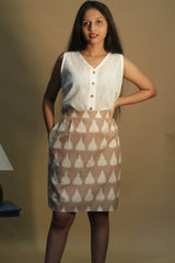 Shaili | Short Skirt | Brown Ikkat