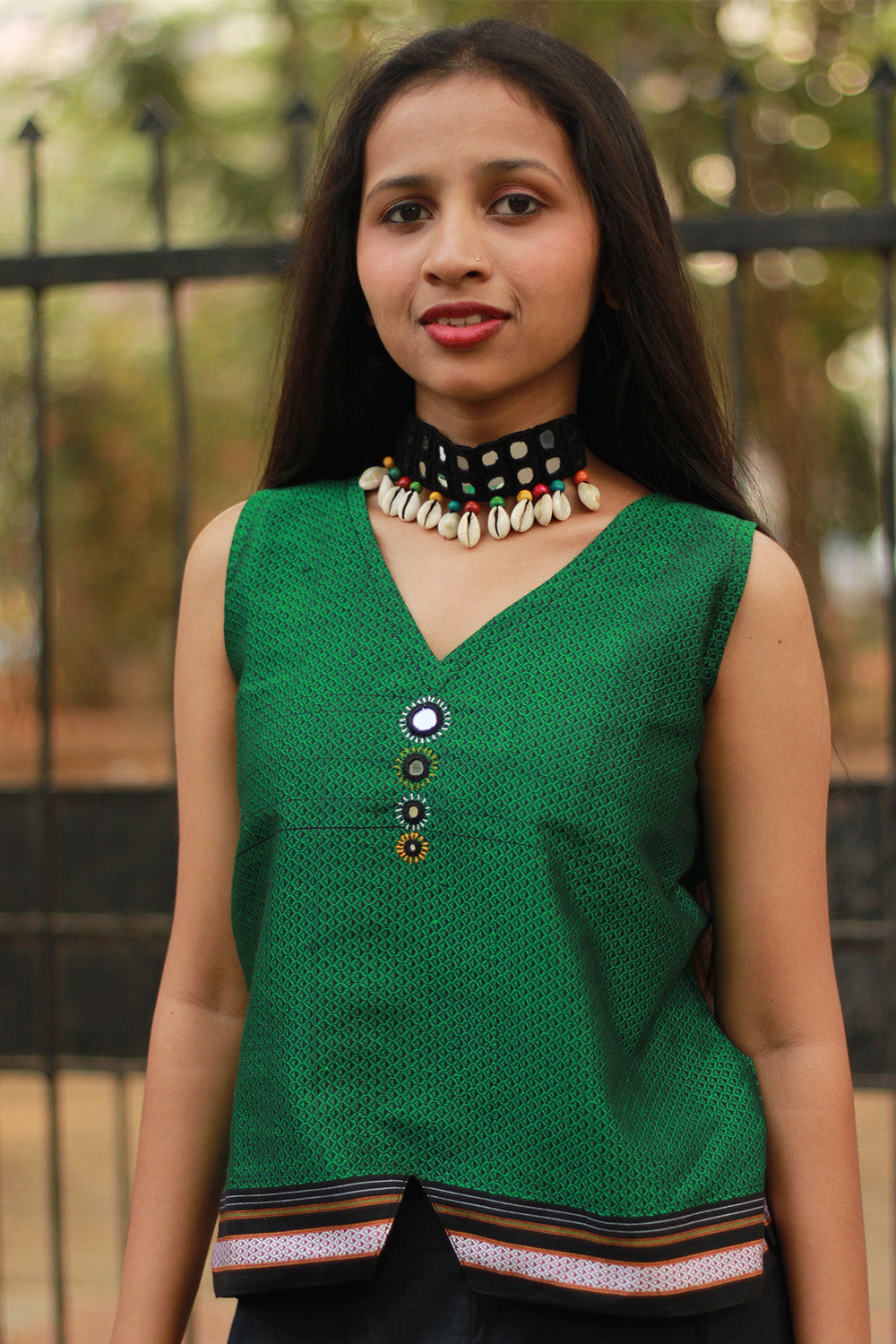 Gor Banjara | Embroidered Crop Top | Green Khunn
