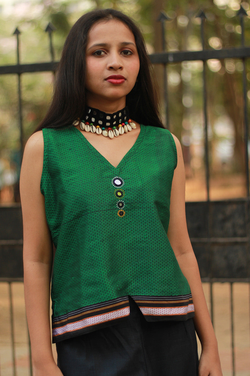 Gor Banjara | Embroidered Crop Top | Green Khunn