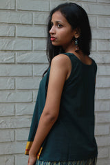 GupShup | Asymmetric Sleeveless Top | Green with Patteda Anchu