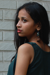 Nakhre | Chindi Potli Wooden Jhumka | Sea Green