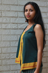 GupShup | Asymmetric Sleeveless Top | Green with Patteda Anchu