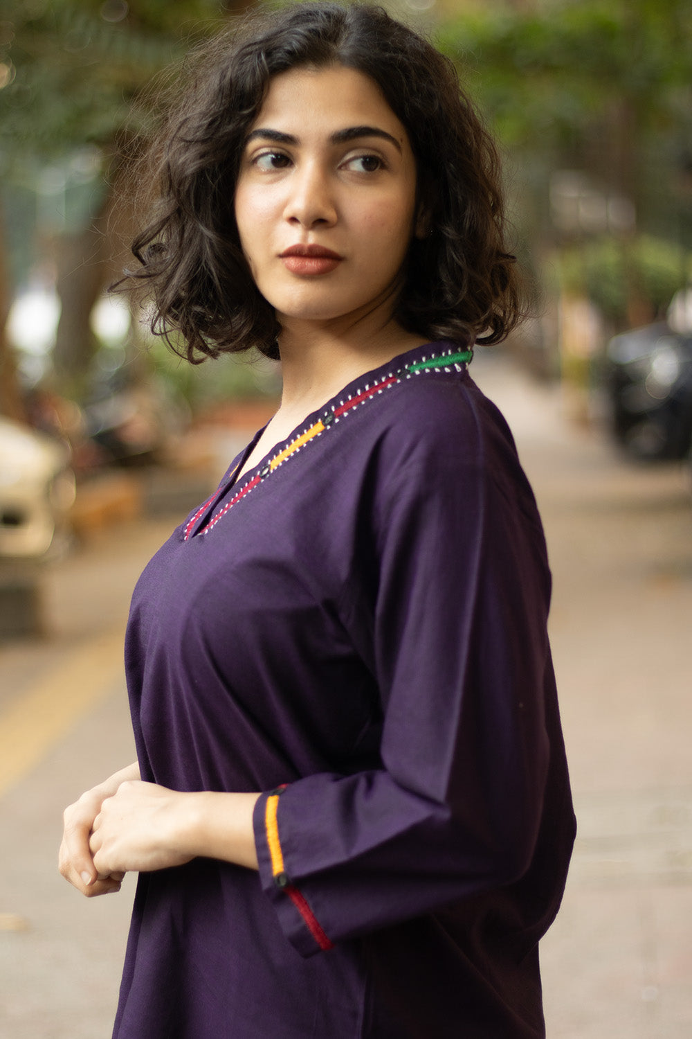 Gor Banjara | Embroidered Top | Purple