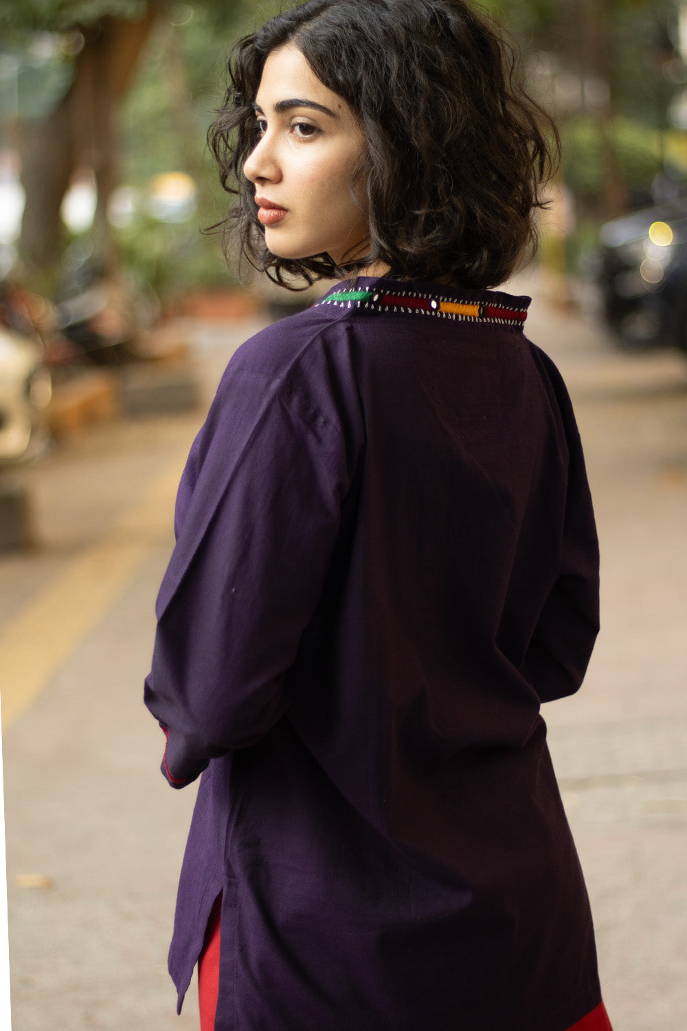 Gor Banjara | Embroidered Top | Purple