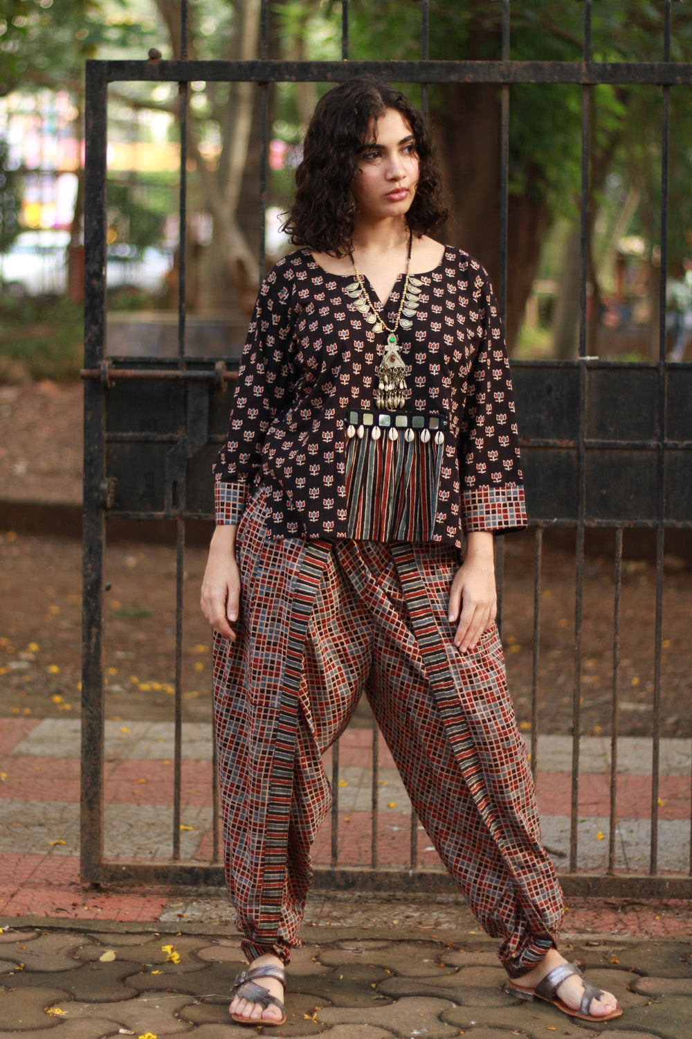 Dhoti Pants | Noir Ajrakh Checks