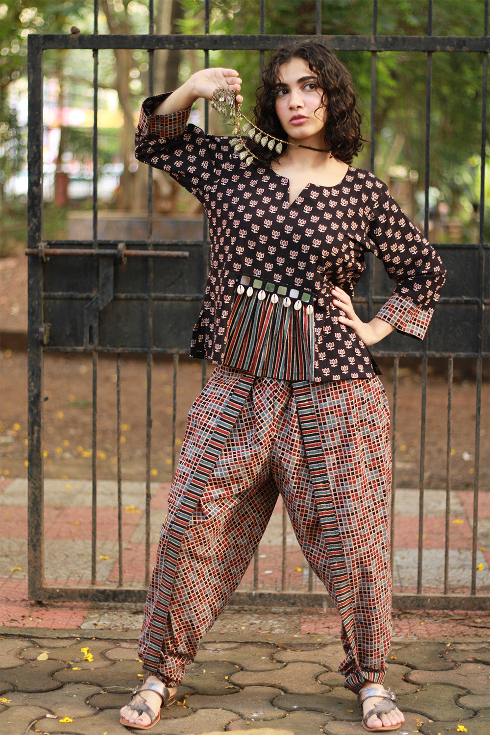 Dhoti Pants | Noir Ajrakh Checks