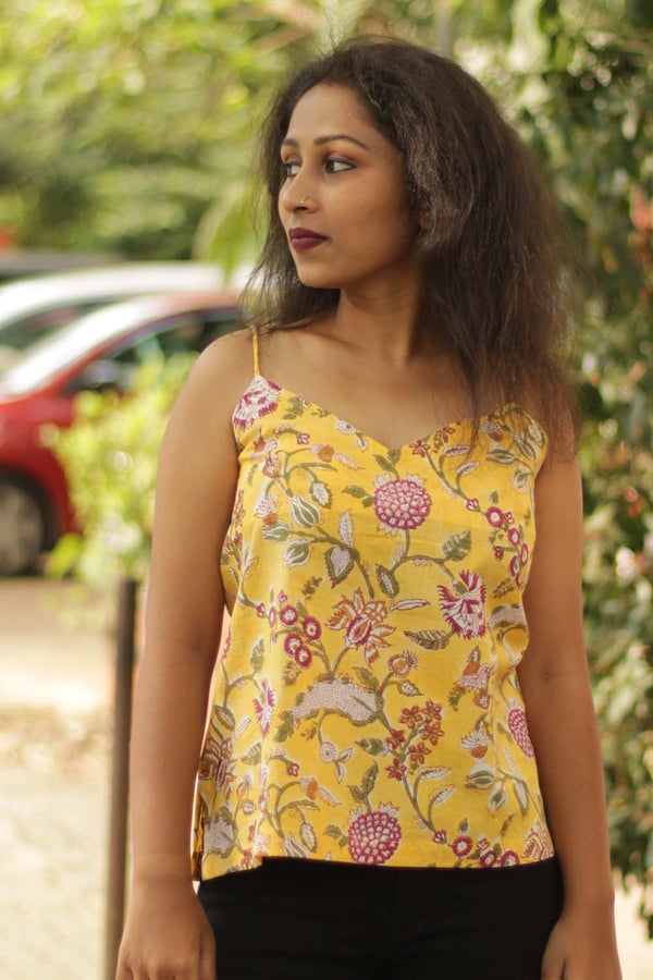 Spaghetti Top in Marigold Sanganeri