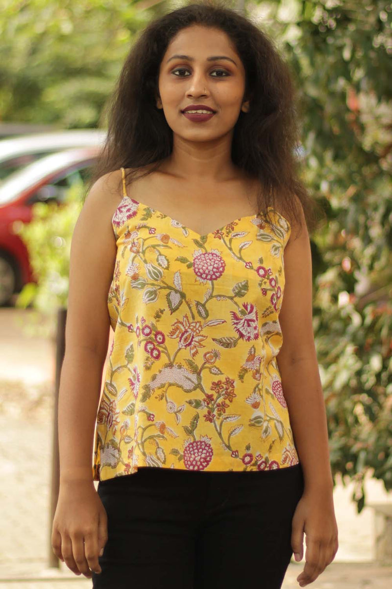 Spaghetti Top in Marigold Sanganeri