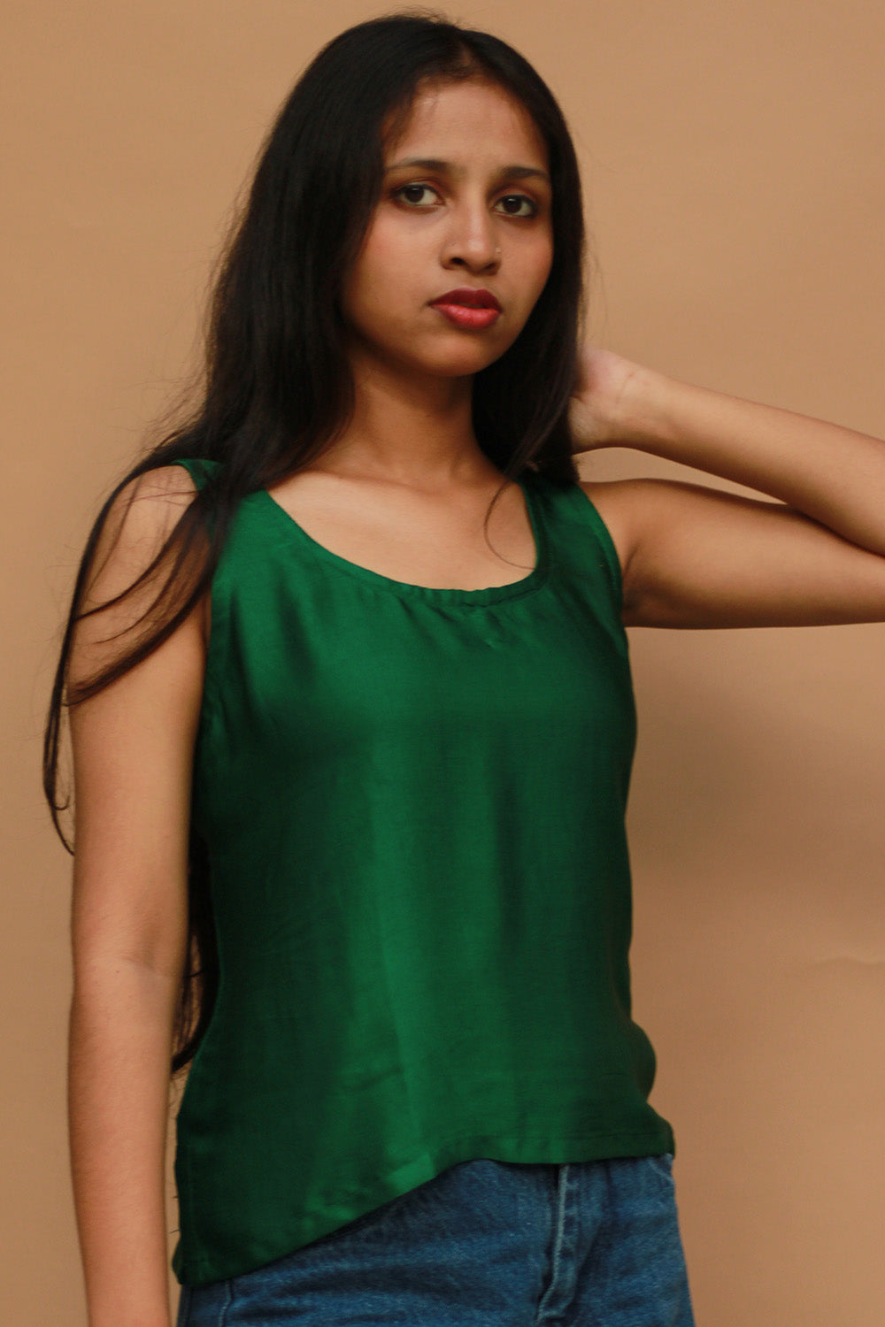 Sleeveless Top | Modal Silk | Emerald