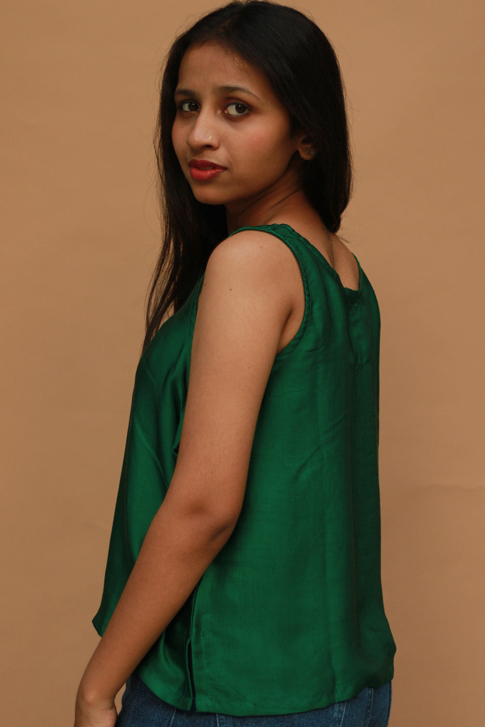 Sleeveless Top | Modal Silk | Emerald