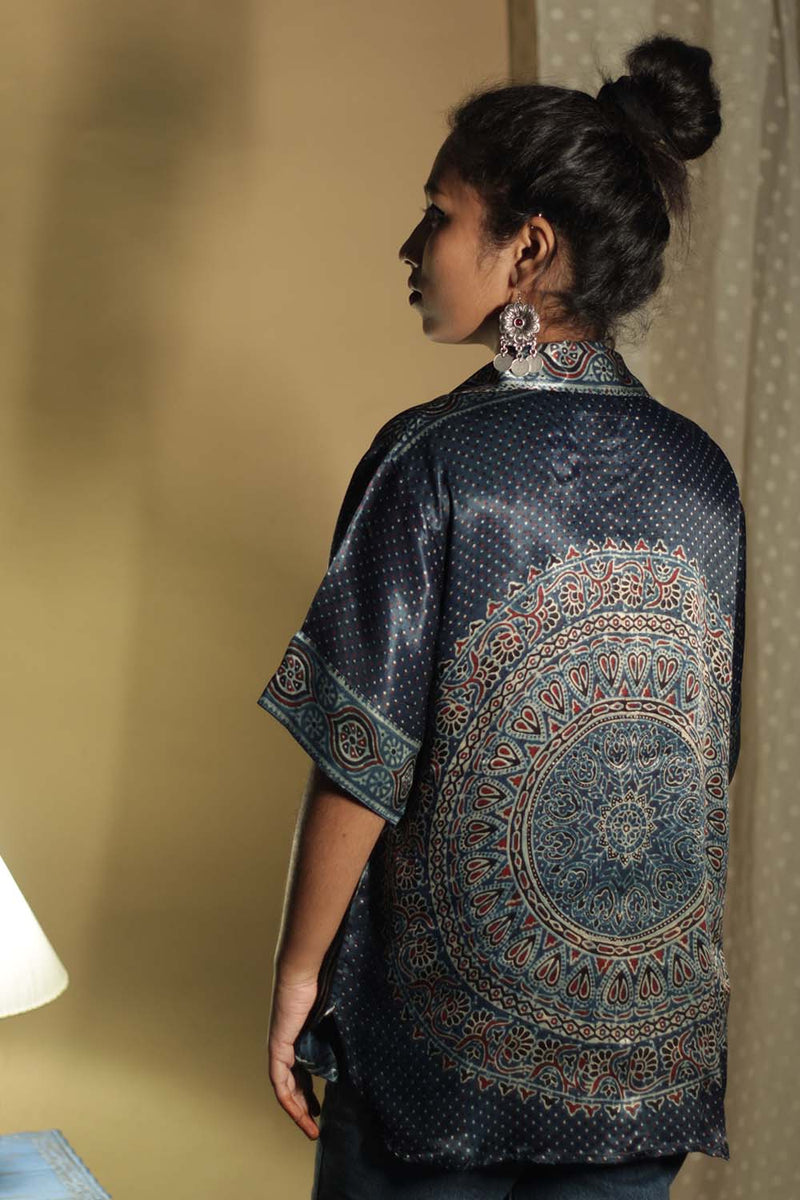 Tara | Ajrakh Modal  Shirt | Blue Chakra