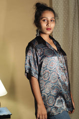 Tara | Ajrakh Modal  Shirt | Blue Spade