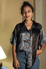 Tara | Ajrakh Modal  Shirt | Blue Spade