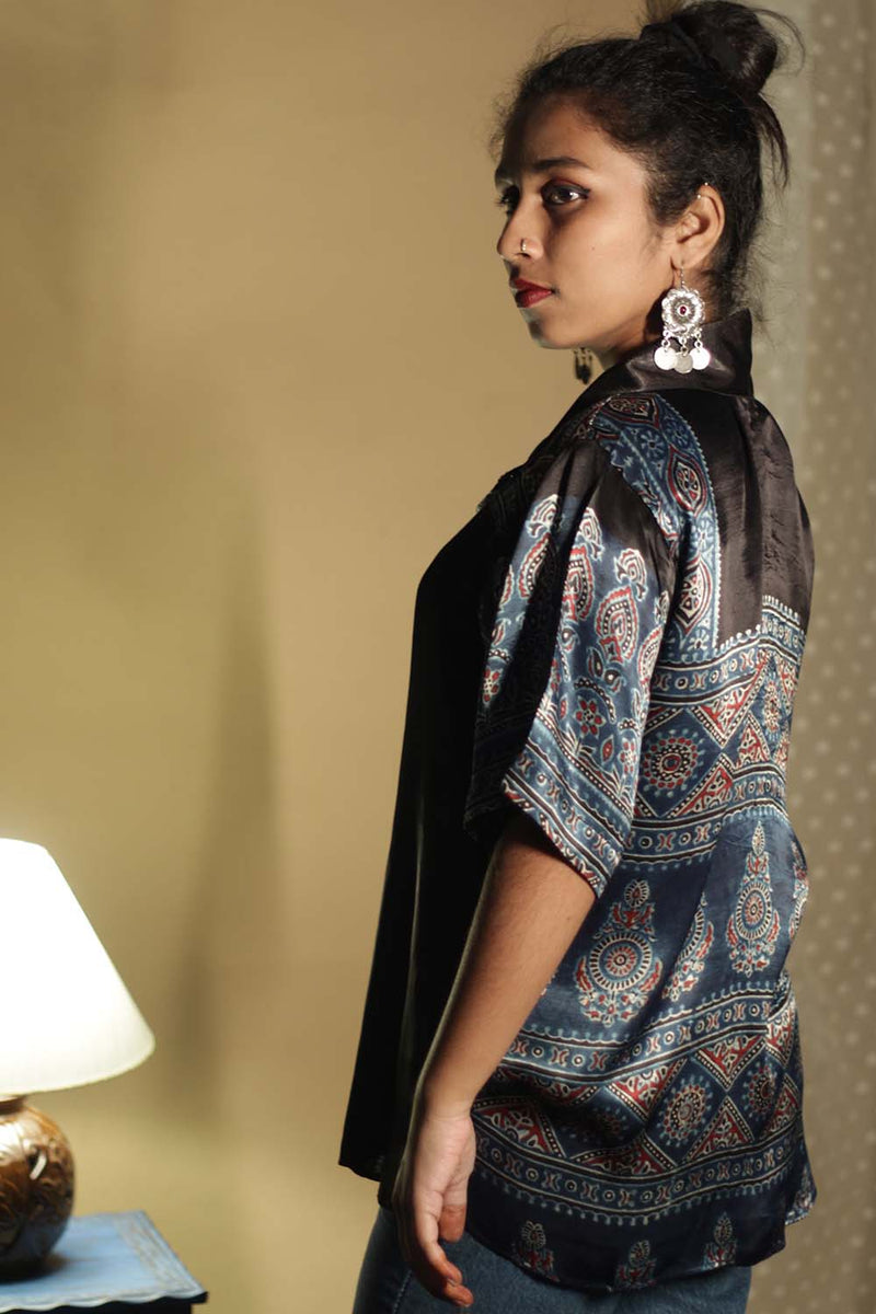 Tara | Ajrakh Modal  Shirt | Blue Spade