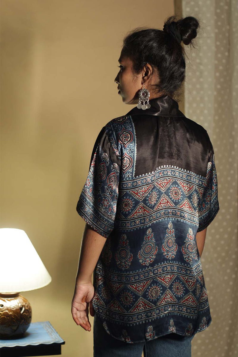 Tara | Ajrakh Modal  Shirt | Blue Spade