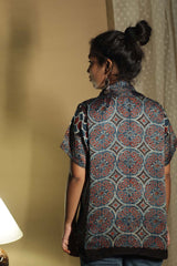 Tara | Ajrakh Modal  Shirt | Blue Intricate Circles