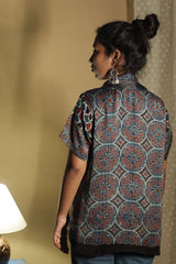 Tara | Ajrakh Modal  Shirt | Blue Intricate Circles