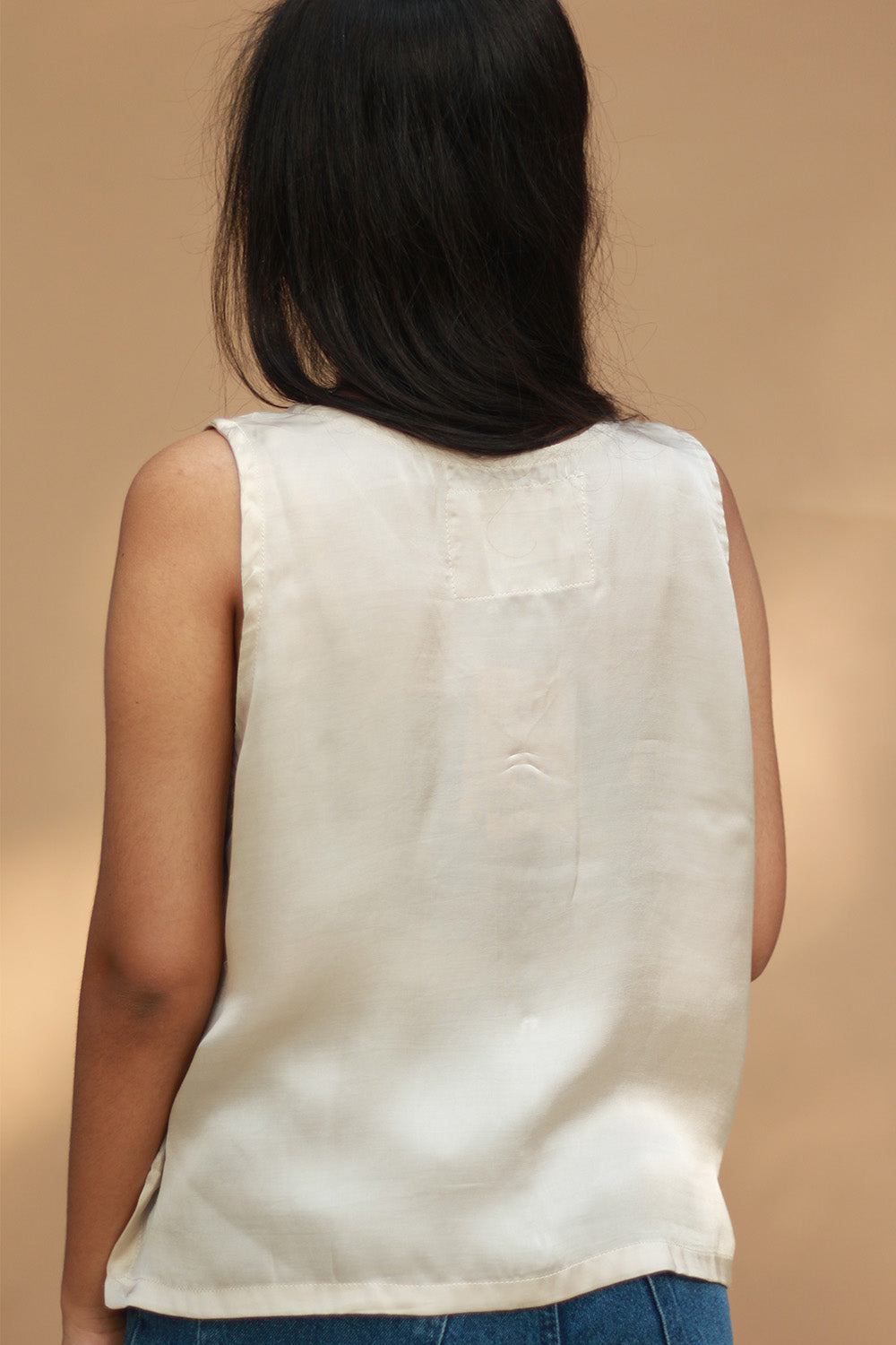 Front Buttoned Vest | Modal Silk | Ivory