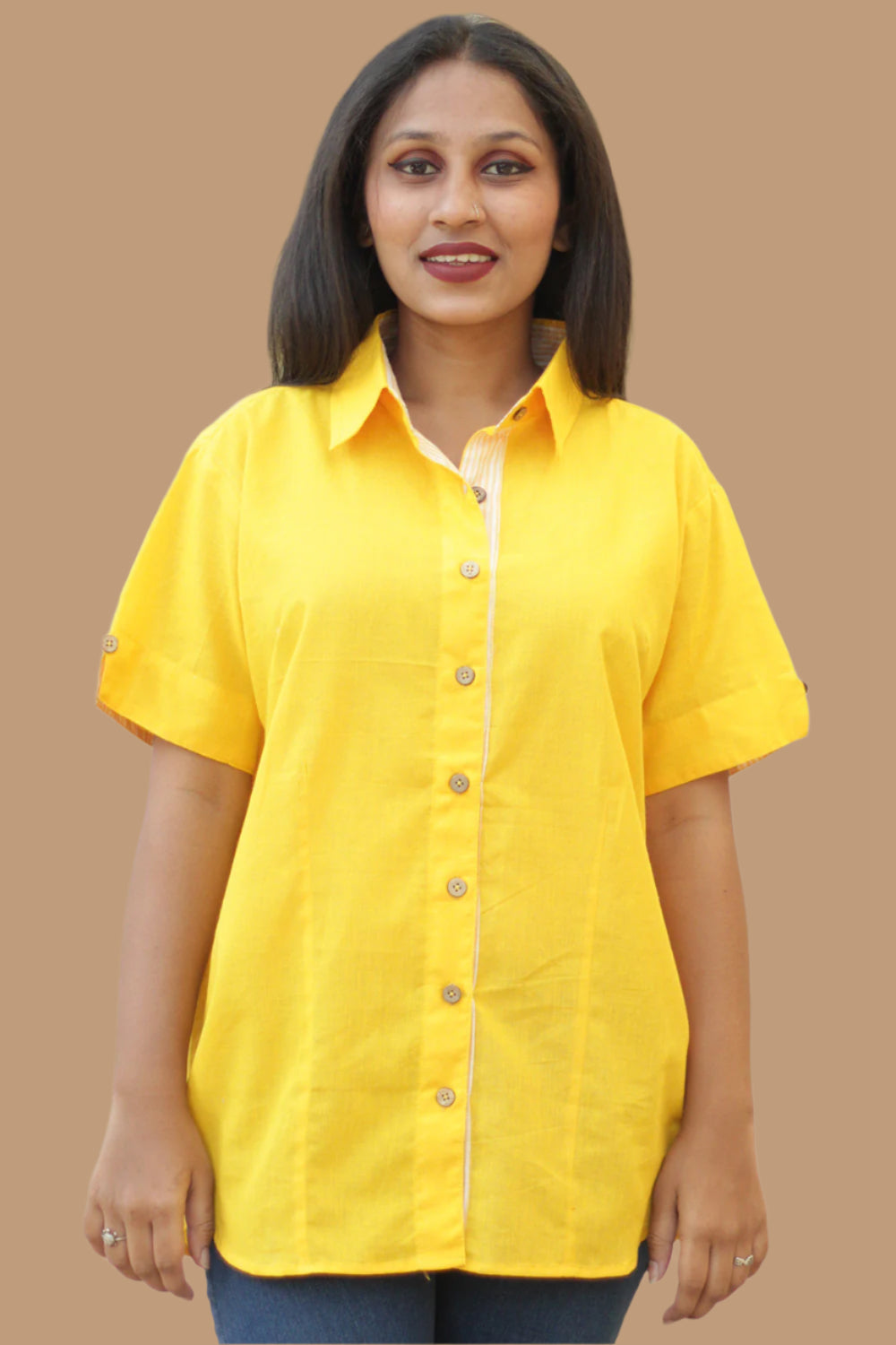 Cotton Shirt | Candy Stripes | Chrome Yellow